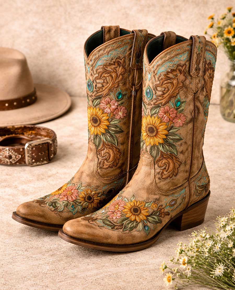 Sunflower Trail Embroidered Boots